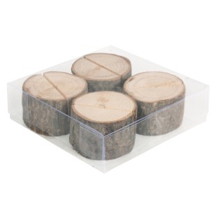Porte-cartes tronc de bois 4 pièces