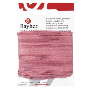 Cotton cord waxed pink 20m