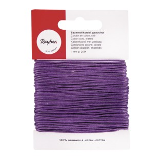 Cordon de coton ciré violet 20m