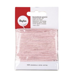 Cordon de coton ciré rose 20m