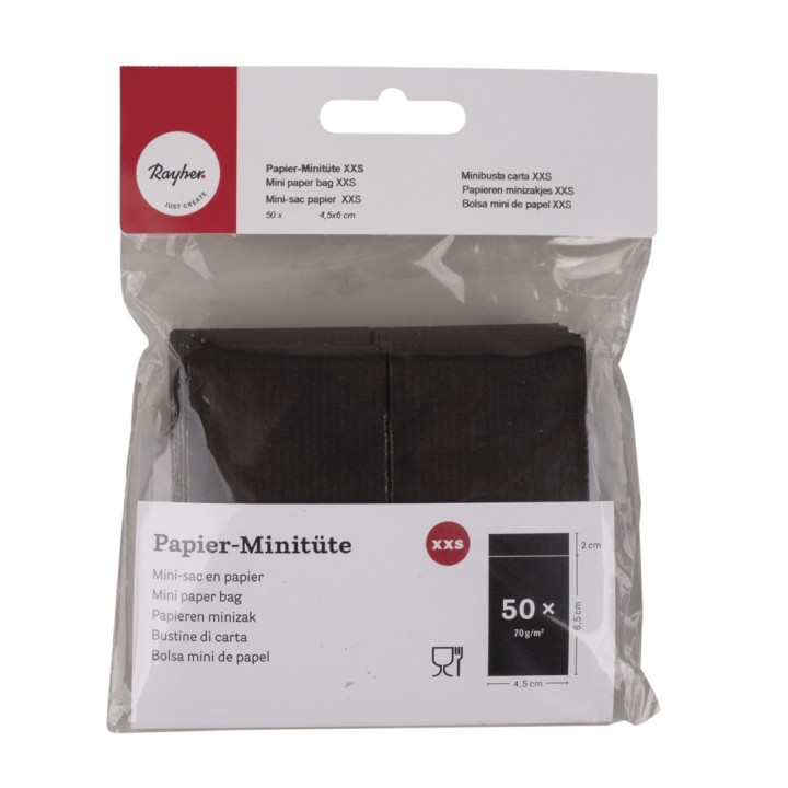 Papier-Minitüte XXS schwarz 50 Stk.
