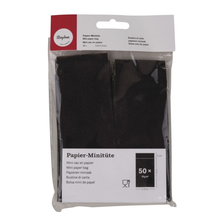 Papier-Minitüte schwarz 50 Stk.