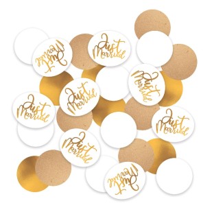 Confetti Just Married white gold wedding paper