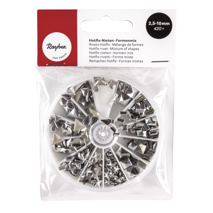 Rivetti Hotfix Forma Mix argento 420 pezzi.
