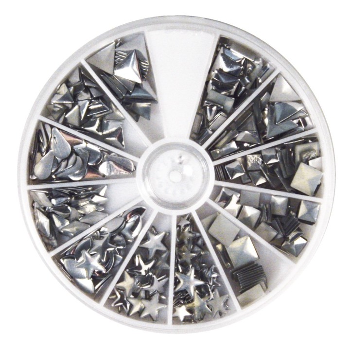 Hotfix Rivets Shape Mix silver 420 pcs.