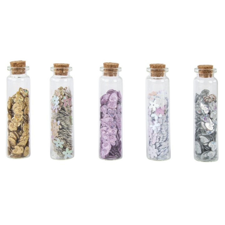 Paillettes cœurs/fleurs multicolores 5 pcs.