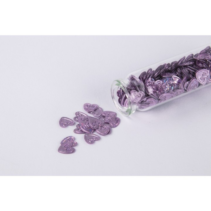 Sequin hearts/flowers coloured 5 pcs.