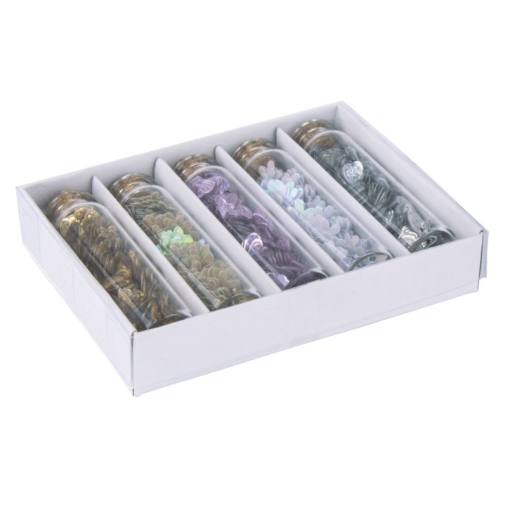 Paillettes cœurs/fleurs multicolores 5 pcs.