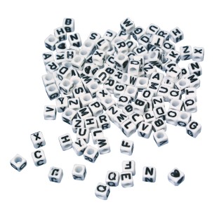 Plastic Letter Beads Cubes White 40g
