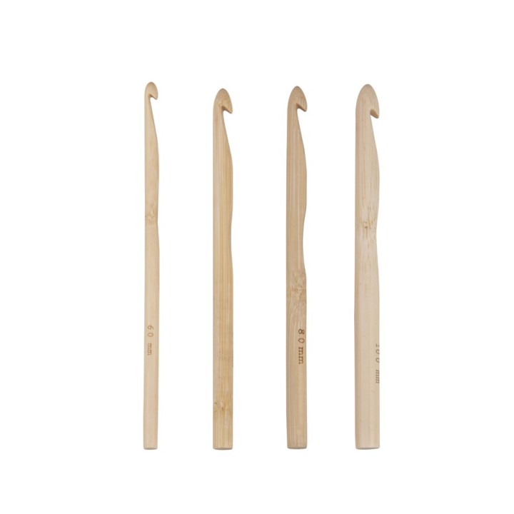 Bamboo Crochet Hook Natural Set of 4