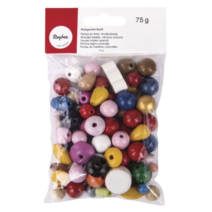 Wooden beads coloured FSC 75g