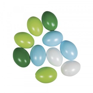 set of 10 Plastic Eggs Blue Green 6cm