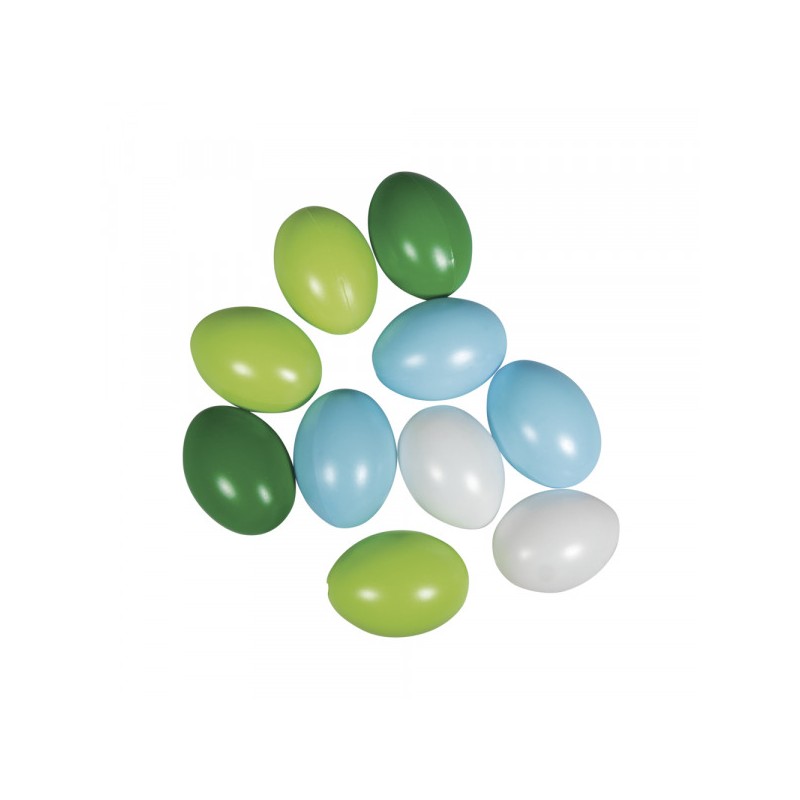 set di 10 uova di plastica blu verde da 6 cm