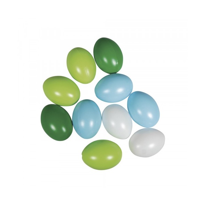 set of 10 Plastic Eggs Blue Green 6cm