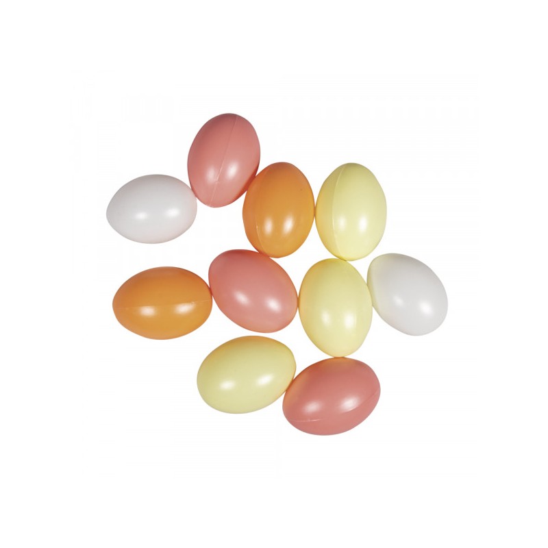 set of 10 Plastic Eggs Apricot 6cm
