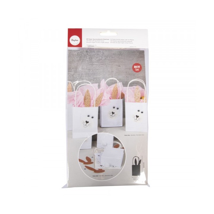 Sac cadeau en papier Lapin de Pâques, 6 pièces
