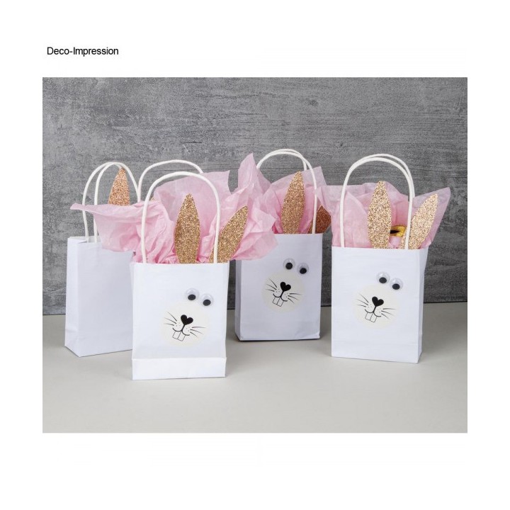 Sac cadeau en papier Lapin de Pâques, 6 pièces