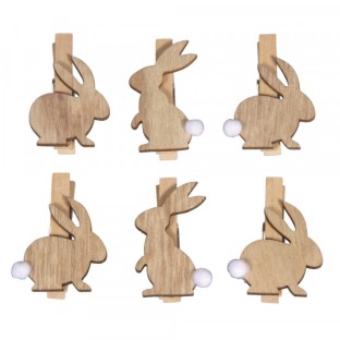Chiodini in legno coniglietto, 6 pezzi