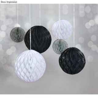 set of 6 Hanging Honeycomb Balls