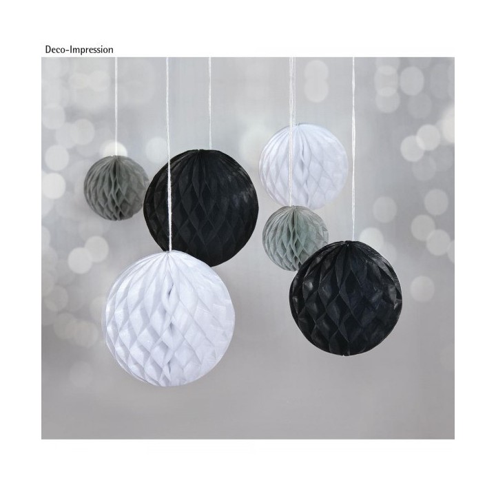 set of 6 Hanging Honeycomb Balls