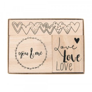 Wooden stamp set Love 3 pcs.