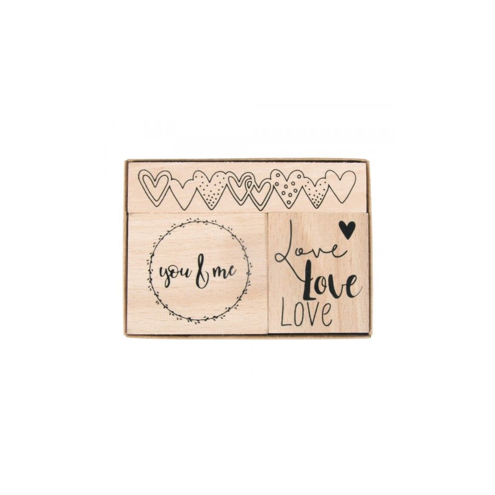 Wooden stamp set Love 3 pcs.