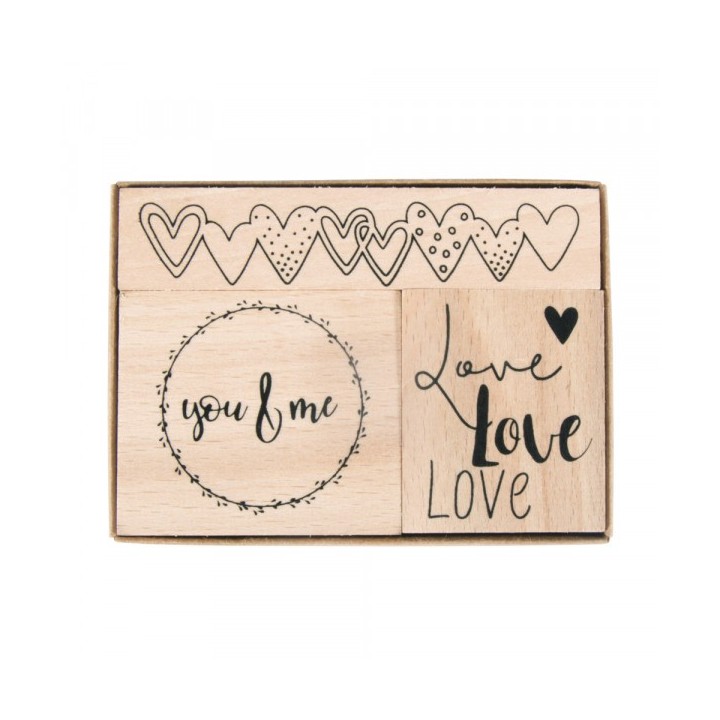 Holzstempelset Love 3 Stk.