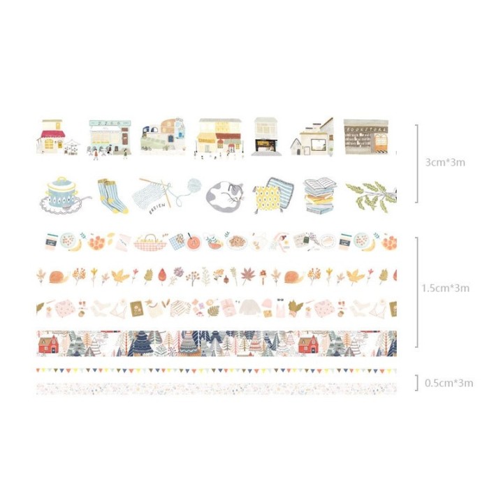 8 Stk. Washi Tape weiss "Life"