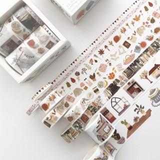 8 pcs. Washi Tape white "Life