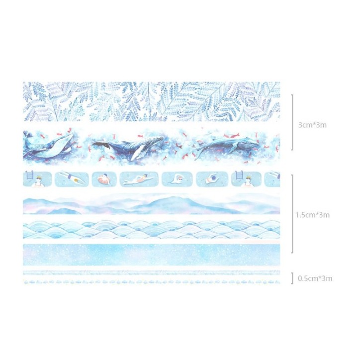8 pezzi. Washi Tape blu "Lago