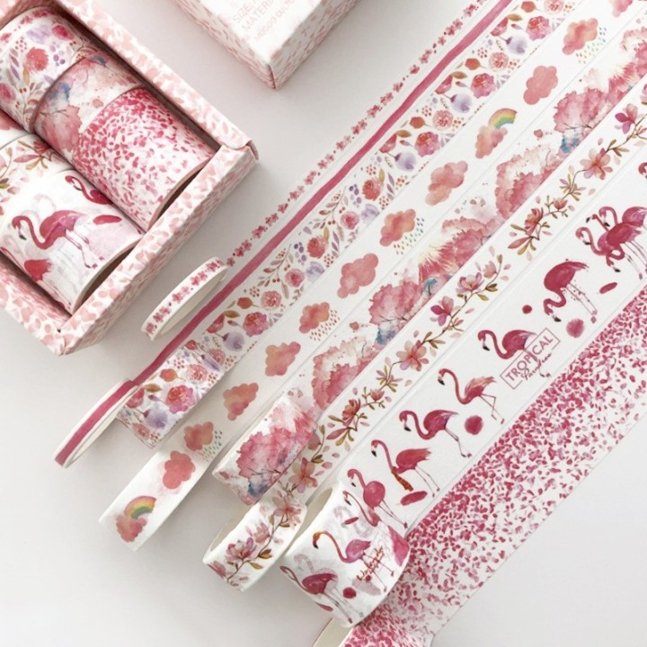 8 Stk. Washi Tape rosa "Love"