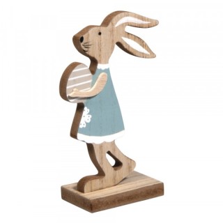 Holz Hase mit Osterei bunt 13cm