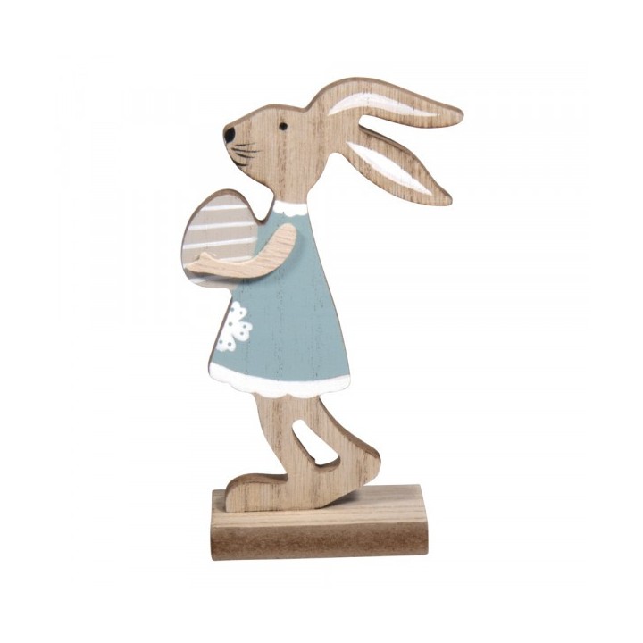Holz Hase mit Osterei bunt 13cm