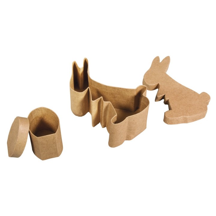 Paper mache box bunny with egg, FSC Recycled 100%
