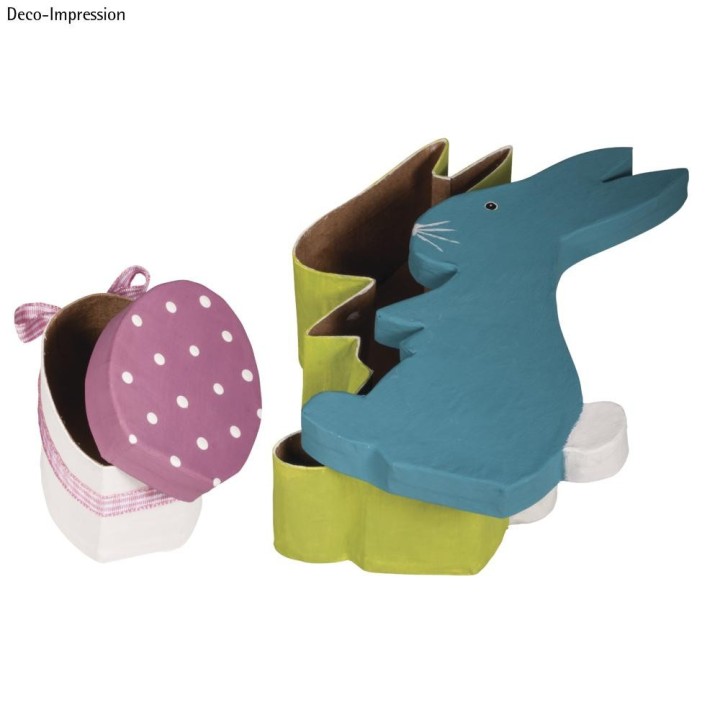 Boîte en papier mâché Lapin avec oeuf, FSC recyclé 100