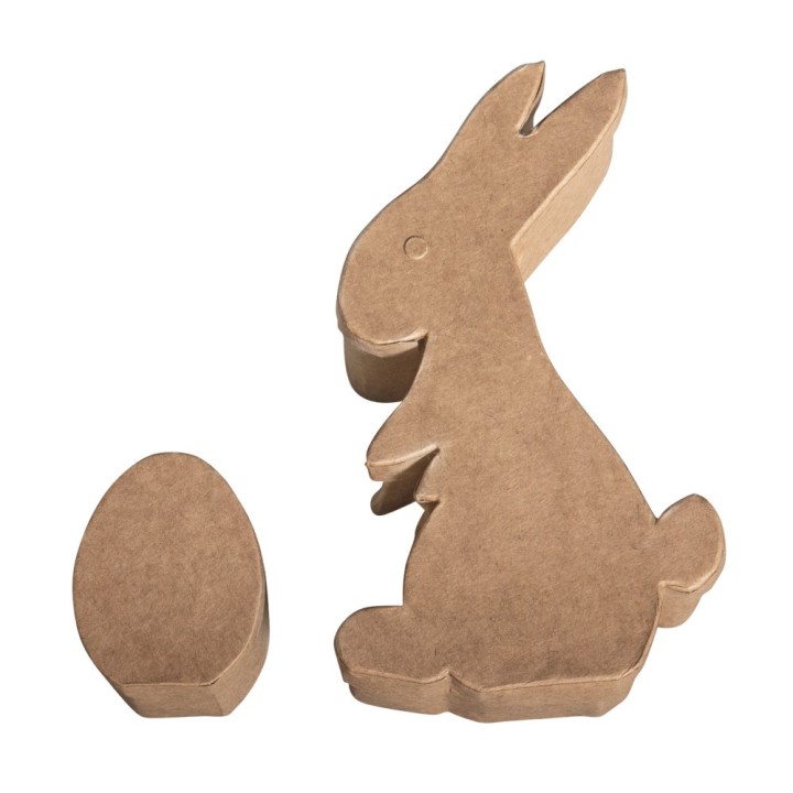 Paper mache box bunny with egg, FSC Recycled 100%