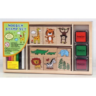 Wooden stamp set animals