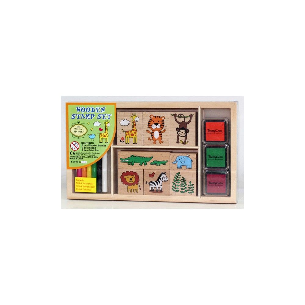 Wooden stamp set animals