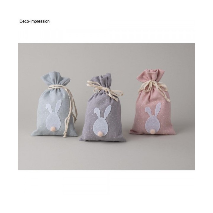 Bastelset Stoffsäckchen mit Hase 3er Set