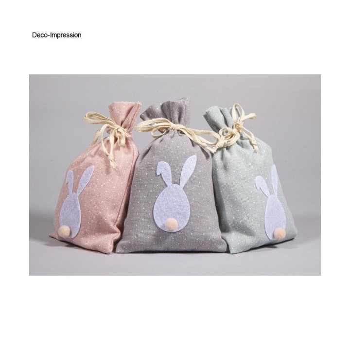 Bastelset Stoffsäckchen mit Hase 3er Set