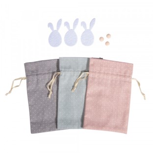 Craft Set Small Fabric Bag with Bunny Set of 3