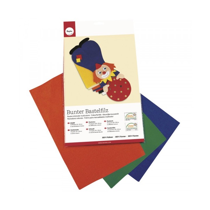 Bastelfilz bunt 10 Farben