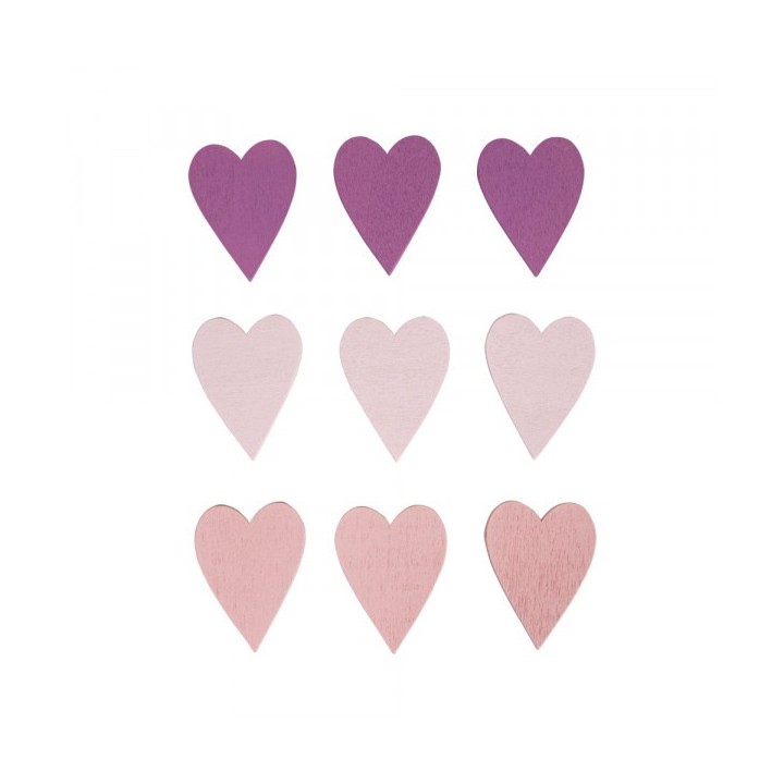 Pezzi sparsi in legno Cuore 9 pezzi rosa / viola