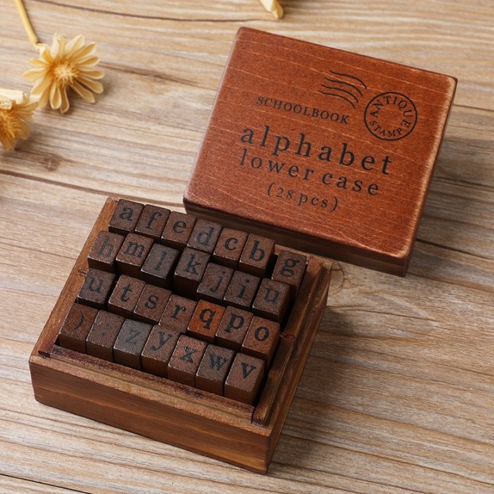 28-piece Vintage Letter Stamp Set (lower case letters)