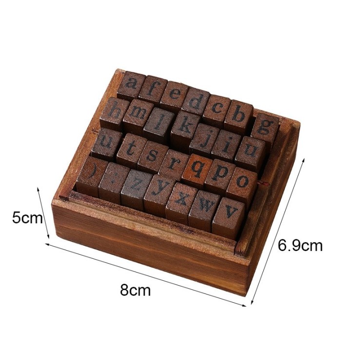 28-piece Vintage Letter Stamp Set (Italic Capital Letters)
