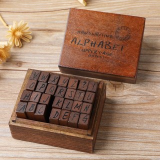 28-piece Vintage Letter Stamp Set (Italic Capital Letters)