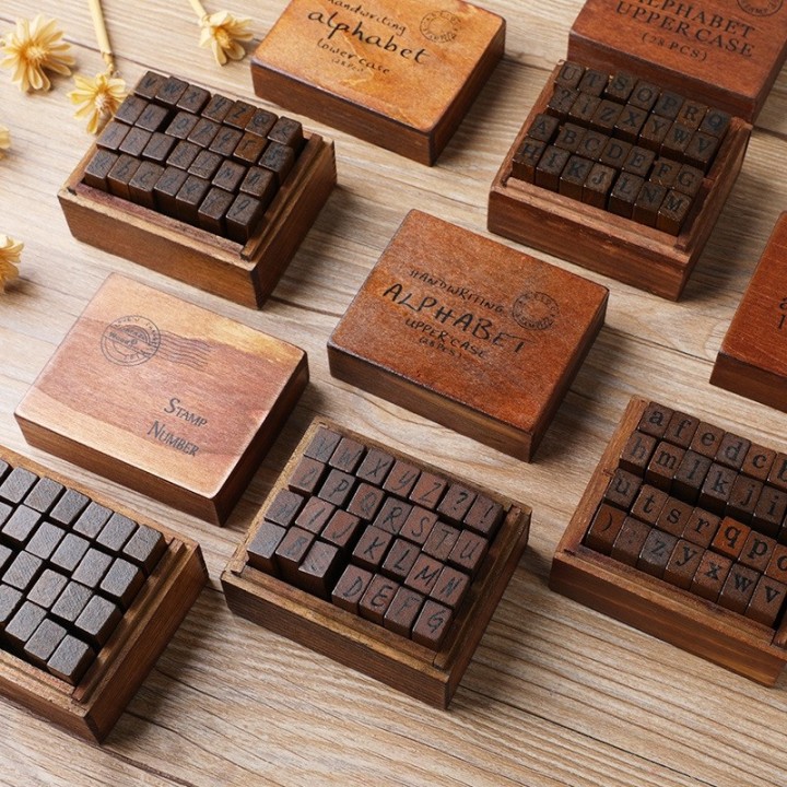 28-piece Vintage Letter Stamp Set (Italic Lowercase)