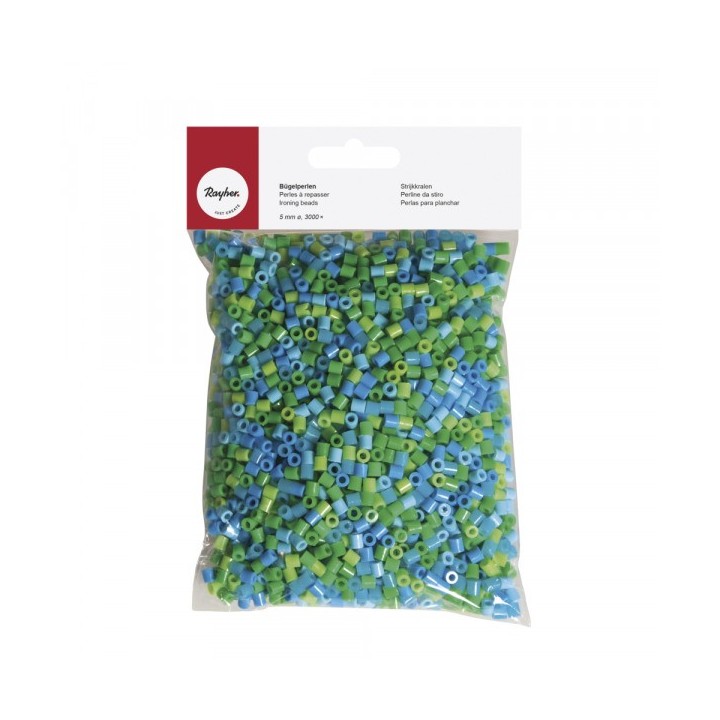 Perline da stiro mix verde/blu 5mm 3000 pezzi.