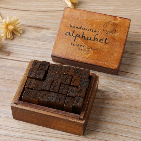 28 teiliges Vintage Buchstaben Stempel Set Kursiv Kleinbuchstaben 28-teiliges-vintage-buchstaben-stempel-set-kursiv-kleinbuchstaben