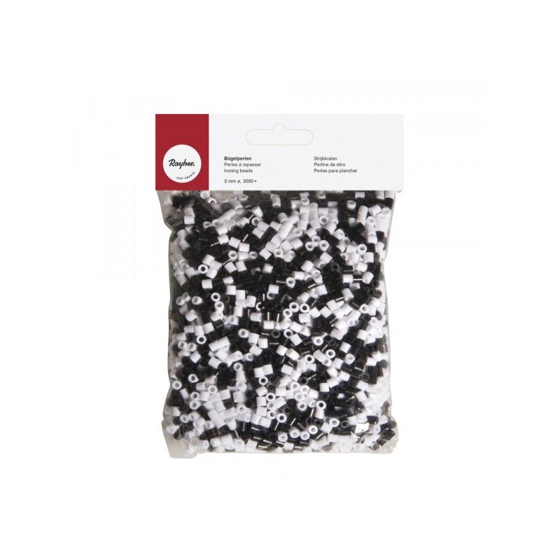 Perline da stiro mix bianco/nero 5mm 3000 pezzi.